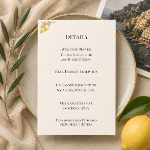 Cartão De Informações Casamento de Luxo na Costa Italiana Mediterrânea