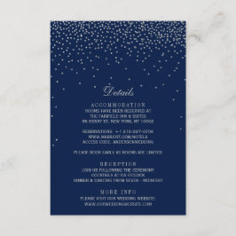 Cartão De Informações Casamento de marinho Azul e Prata Glam Confetti