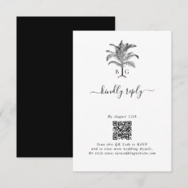 Cartão De Informações Casamento de Monograma de Árvore Tropical Minimali