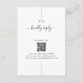 Cartão De Informações Casamento de Monograma de Foto Moderna Minimalista