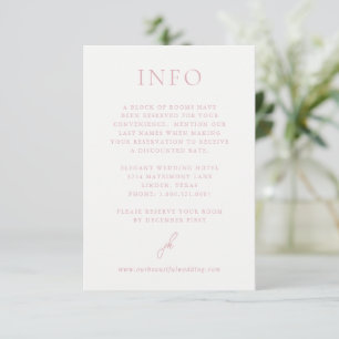 Cartão De Informações Casamento de Monograma de Script Rosa Elegante