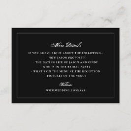 Cartão De Informações Casamento de Monograma Elegante com Moldura Negra 