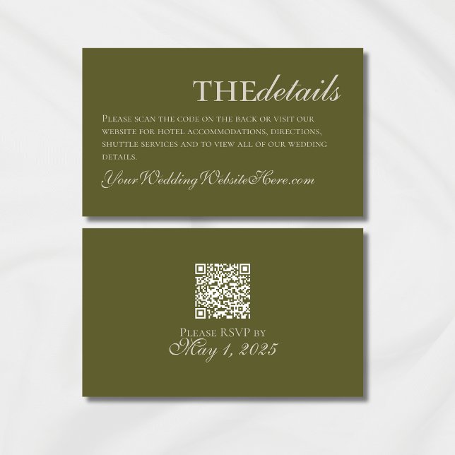 Cartão De Informações Casamento de Monograma Verde Verde Moderno Elegant (Modern Elegant Mousse Brown Wedding Suite Theme with options to personalize for your special day.)
