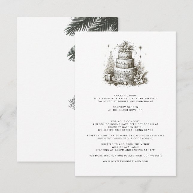 Cartão De Informações Casamento de Natal com Detalhes (Frente/Verso)