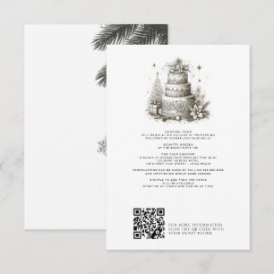 Cartão De Informações Casamento de Natal com Detalhes e QR