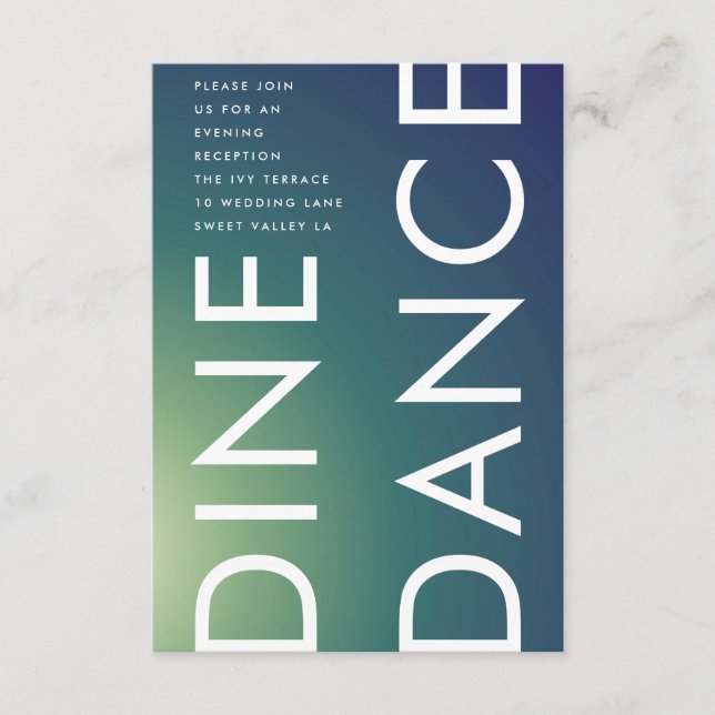 Cartão De Informações Casamento de Ombre Verde Verde com Gradiente Ultra (Frente)