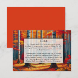 Cartão De Informações Casamento de Outono com Árvore de Bétula Rústica