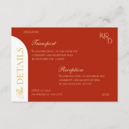 Cartão De Informações Casamento de Outono com Folhas Vermelhas Elegantes