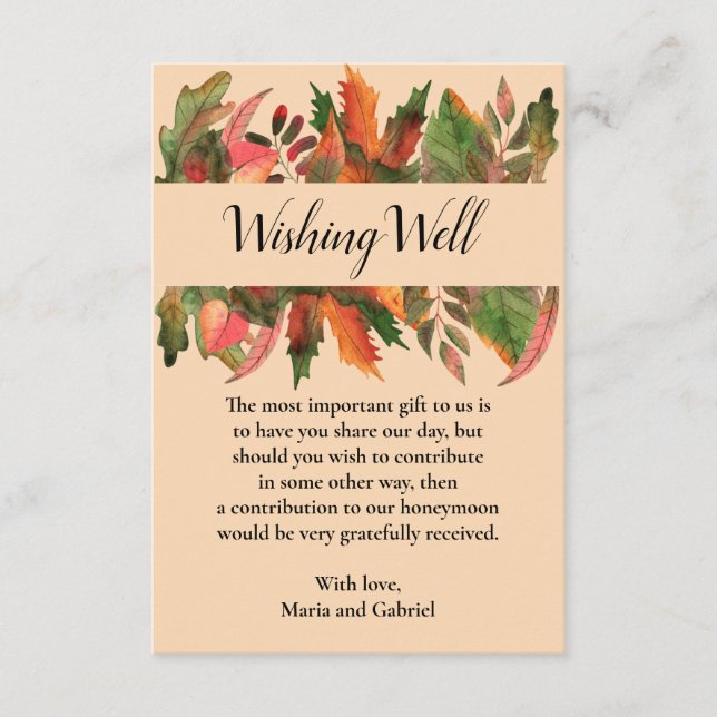 Cartão De Informações Casamento de outono de Wishing Botânico (Frente)