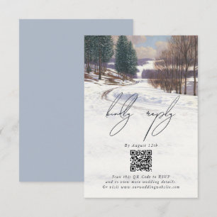Cartão De Informações Casamento de Paisagem de Inverno de Aquarela
