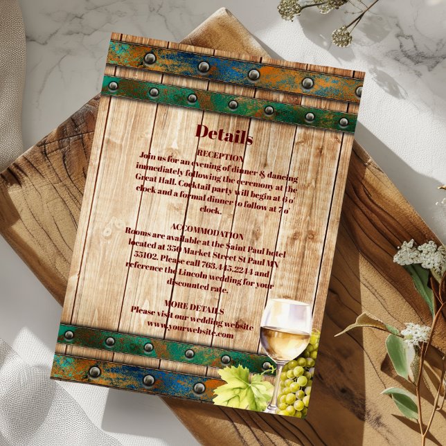 Cartão De Informações Casamento de Paisagem de Vinha com Aquarela Modern (Criador carregado)