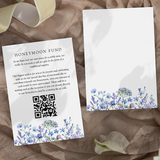 Cartão De Informações Casamento de Pergueiro de Flores Selvagens (Honeymoon Fund enclosure card from my Lilac + Periwinkle Wildflower Wedding Collection)