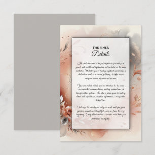 Cartão De Informações Casamento de Pétalas Blushing e Prata Swirls