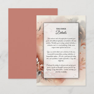 Cartão De Informações Casamento de Pétalas Blushing e Prata Swirls