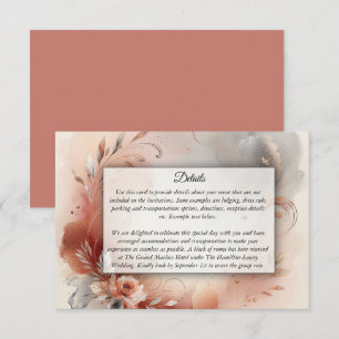 Cartão De Informações Casamento de Pétalas Blushing e Prata Swirls
