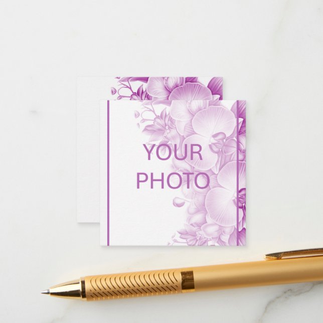 Cartão De Informações Casamento de Plum e Orquídeas Brancas (Frente/Verso In Situ)