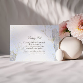 Cartão De Informações Casamento de poços de Wishing Botânico Azul Radian