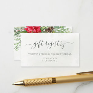 Cartão De Informações Casamento de Poinsettia de Natal Folhagem de Inver
