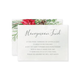 Cartão De Informações Casamento de Poinsettia Winter Greenery