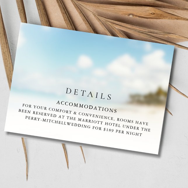 Cartão De Informações Casamento de praia simples (Simple Beach Wedding Enclosure Card)