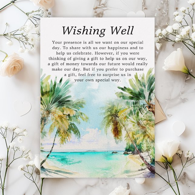 Cartão De Informações Casamento de praia tropical Desejando Bem (Criador carregado)