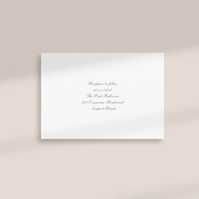 Cartão De Informações Casamento de Recepção Clássica da Caligrafia (formal traditional elegant calligraphy wedding reception card ivory classic)