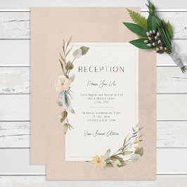 Cartão De Informações Casamento de Recepção de Blush de Frame Floral de
