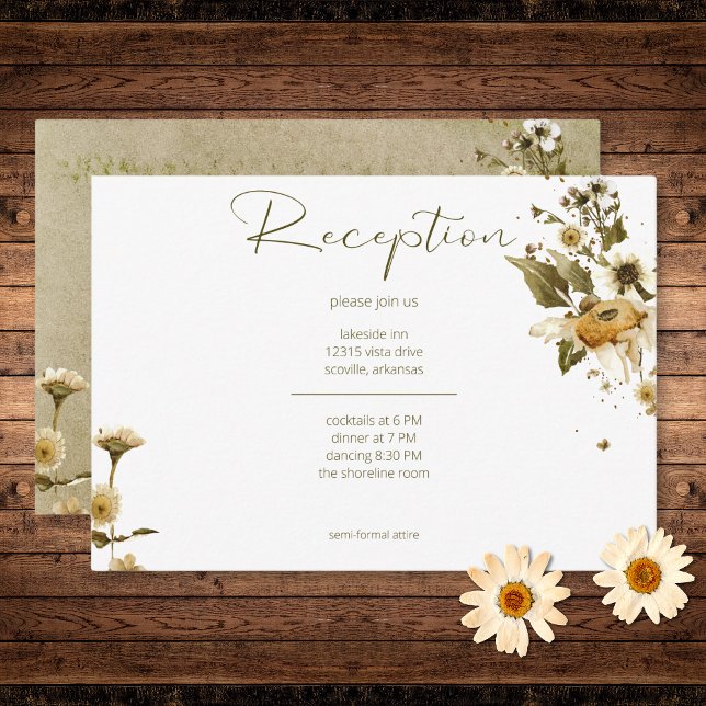 Cartão De Informações Casamento de Recepção de Verão de Flores Selvagens (Summer Wildflowers & Daisies Reception Wedding Enclosure Card)
