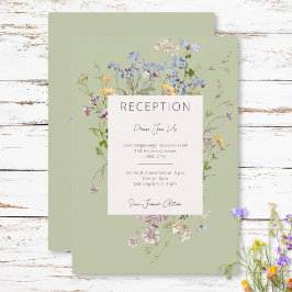 Cartão De Informações Casamento de Recepção Verde de Delicate Boho Wildf