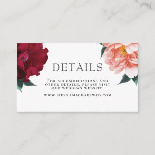 Cartão De Informações Casamento de Rosa da Elegante Blush Pink Peony Bur