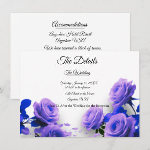 Cartão De Informações Casamento de Rosas Azuis Simples e Elegantes O Amo