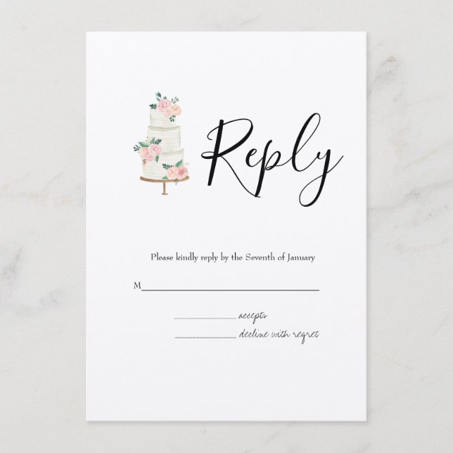 Cartão De Informações Casamento de RSVP Botânico de Primavera de Aquarel (Frente)