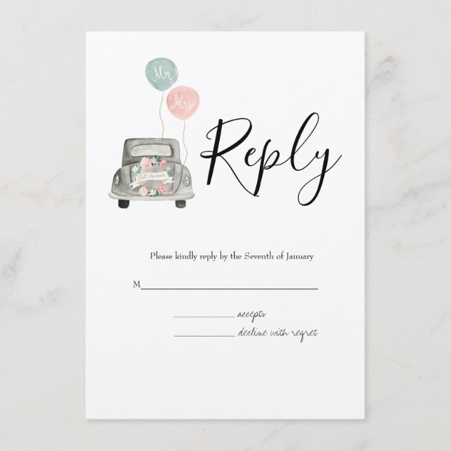 Cartão De Informações Casamento de RSVP Botânico de Primavera de Aquarel (Frente)