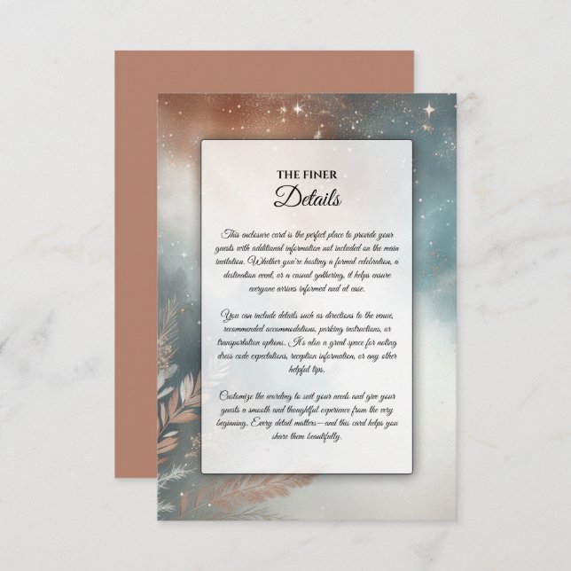 Cartão De Informações Casamento de Sage e Terracotta Stardust Skies (Frente/Verso)