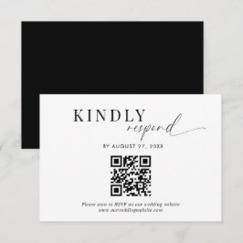 Cartão De Informações Casamento de Script Branco Preto com Classe de Cód