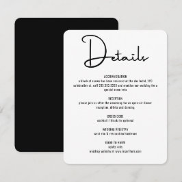 Cartão De Informações Casamento de Script de Caligrafia Negra Mínima Mod