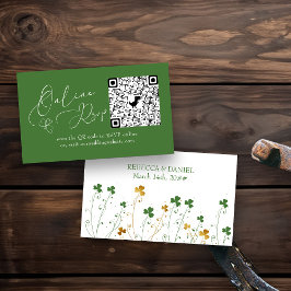 Cartão De Informações Casamento de Shamrock Wildflower com código QR RSV