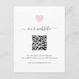 Cartão De Informações Casamento de Site de Código QR Coração Cor-de-Rosa