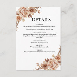 Cartão De Informações Casamento de Terracota Floral Boêmio
