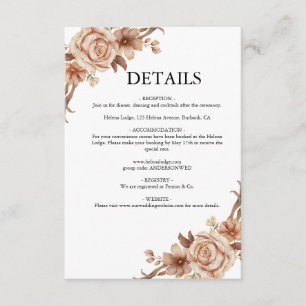 Cartão De Informações Casamento de Terracota Floral Boêmio