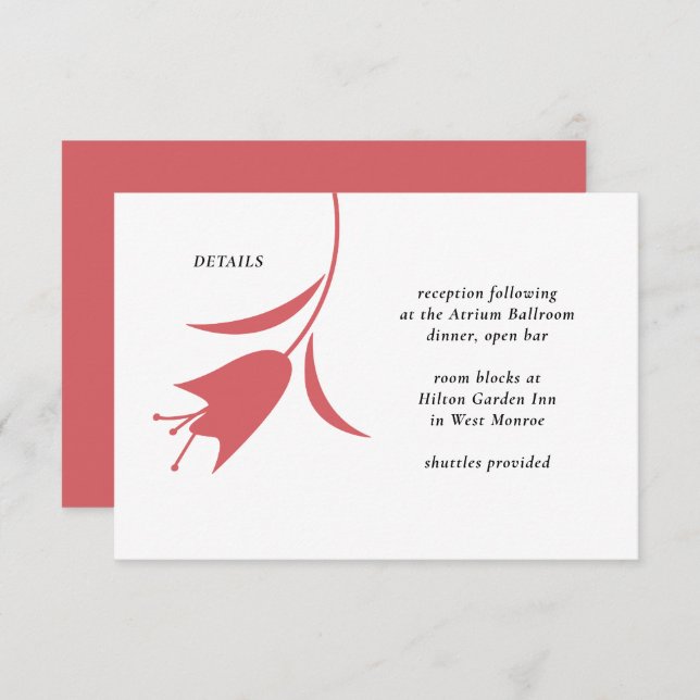 CARTÃO DE INFORMAÇÕES CASAMENTO DE TULIP DE VINHO MOD (Frente/Verso)