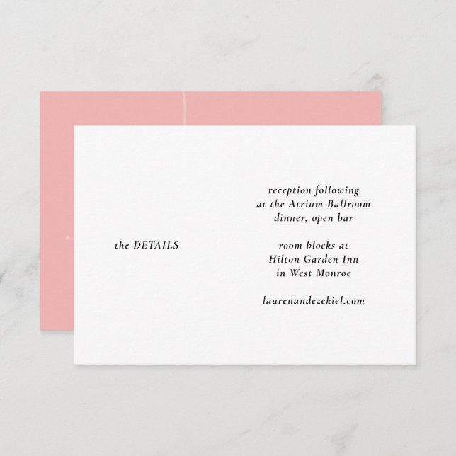 CARTÃO DE INFORMAÇÕES CASAMENTO DE TULIP MOD PINK (Frente/Verso)