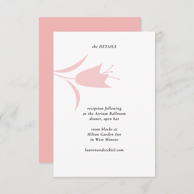 CARTÃO DE INFORMAÇÕES CASAMENTO DE TULIP MOD PINK (Frente/Verso)