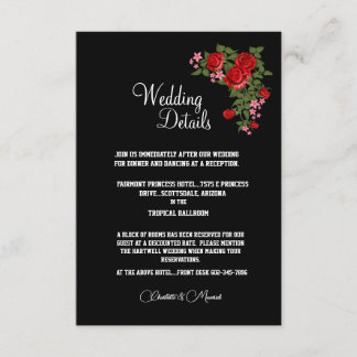 Cartão De Informações Casamento de Tuxedo Suite & Bride Silhouette