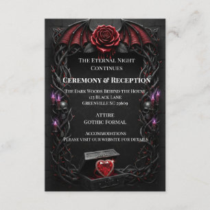 Cartão De Informações Casamento de Vampiro Gótico de Noite Eterna Romanc
