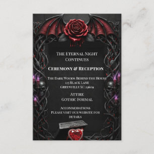 Cartão De Informações Casamento de Vampiro Gótico de Noite Eterna Romanc