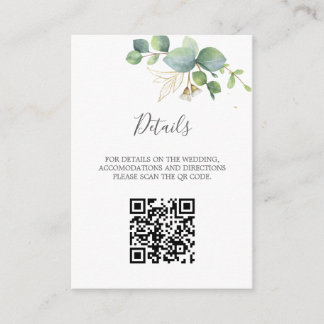 Cartão De Informações Casamento de Verão de Eucalyptus Greenery Rustic.