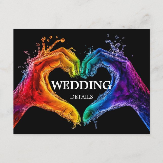 Cartão De Informações 🌈 ❤️ Casamento DETAILS Heart of Pride Casado (Frente)