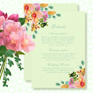 Cartão De Informações Casamento Detalhado do Código QR Floral Floral de