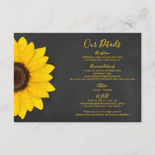 Cartão De Informações casamento do campo de girassol russa